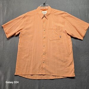 Simms Men's Orange Checkered Button-Down Shirt